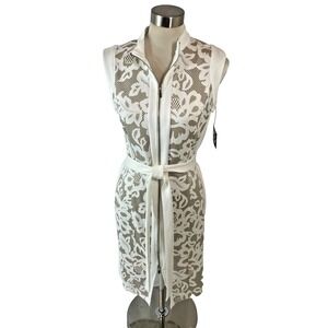 NWT Kate & Lily Beige Mock Lace Zip Front Belted‎ Sleeveless Dress Size 8  New